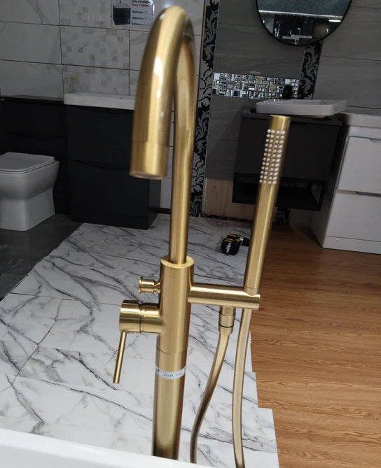 Brushed Gold Floorstanding Bath Shower Mixer Tap