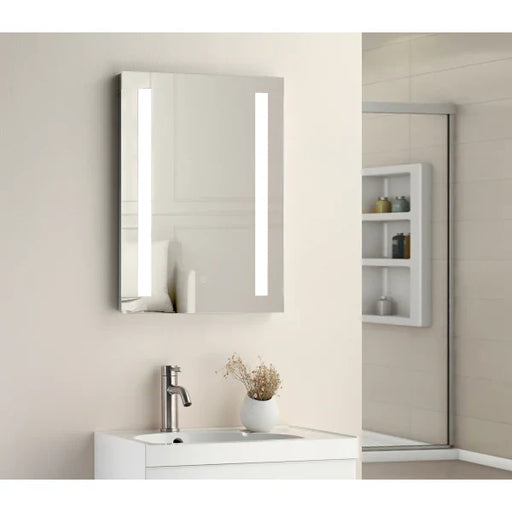 Vertical Strip LED Touch Mirror c/w Demister Pad & Shaver Socket - 500x700x45mm - TIS3002