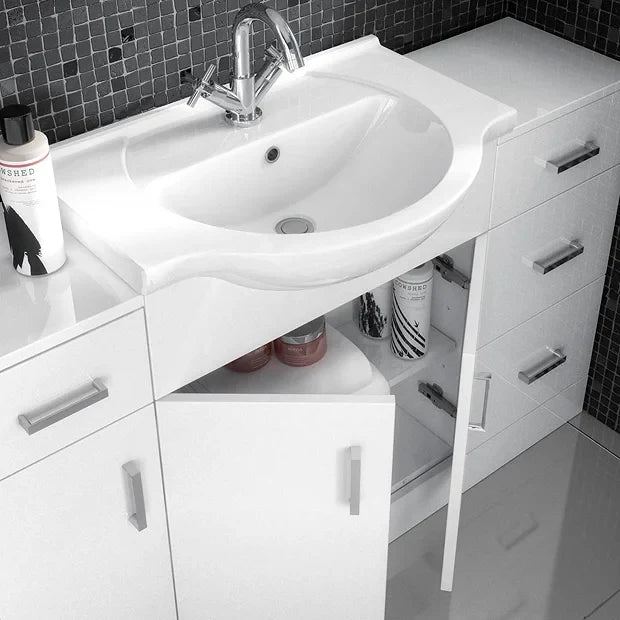 White 1050mm Large Vanity Unit