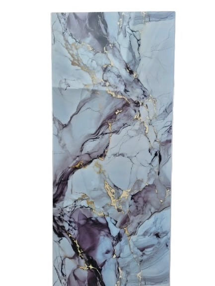 Blue Gold Glass Marble Shower Panel