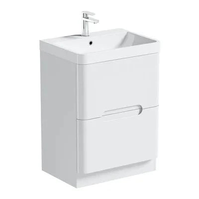 Venice Light Grey floorstanding vanity drawer unit and basin 600mm