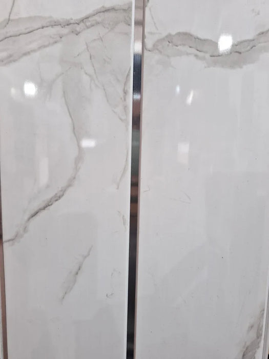 White Stone Marble Chrome250mm x 2.6m