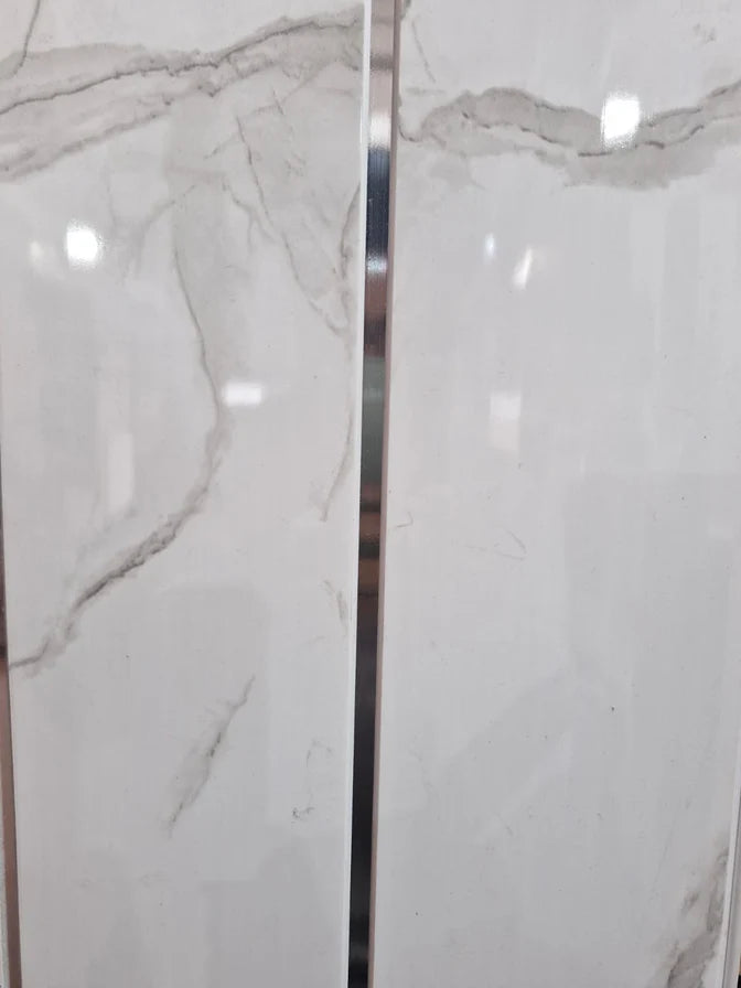White Stone Marble Chrome250mm x 2.6m