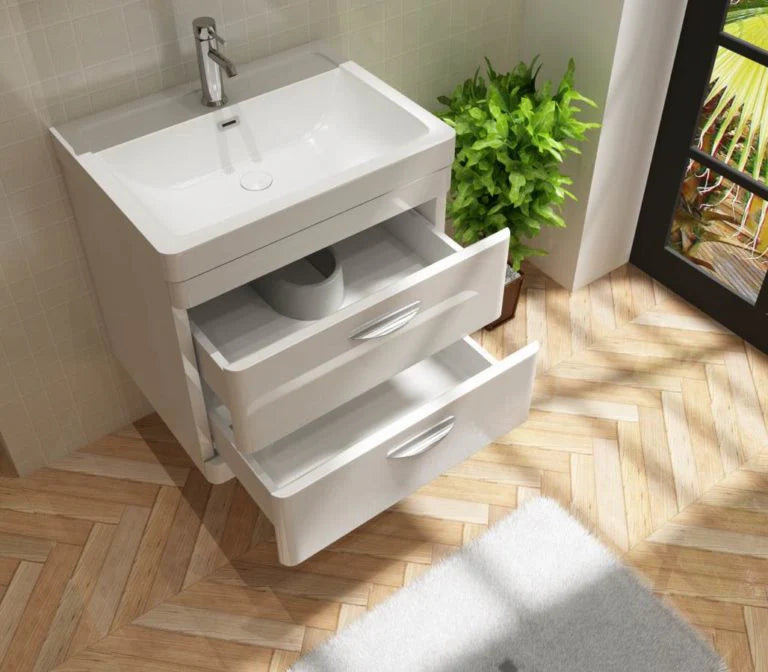 Apollo 600 Wall Hung Unit and ceramic Basin White