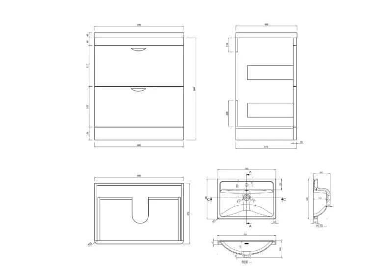 Apollo 700 FS Unit and Ceramic Basin White