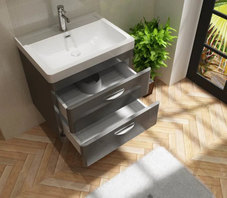 Apollo 600 Wall Hung Unit and ceramic Basin Grey