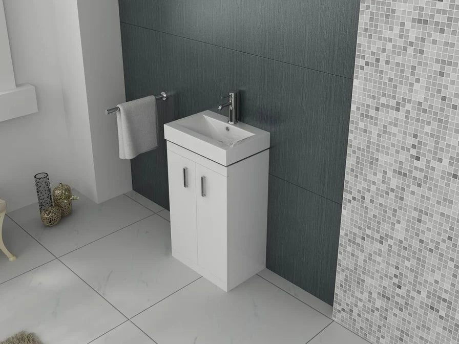 Cube 450mm Cloakroom Unit And Basin – White