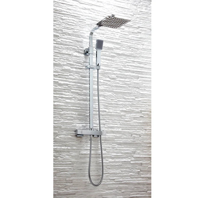 Chrome Square Rigid Riser Shower