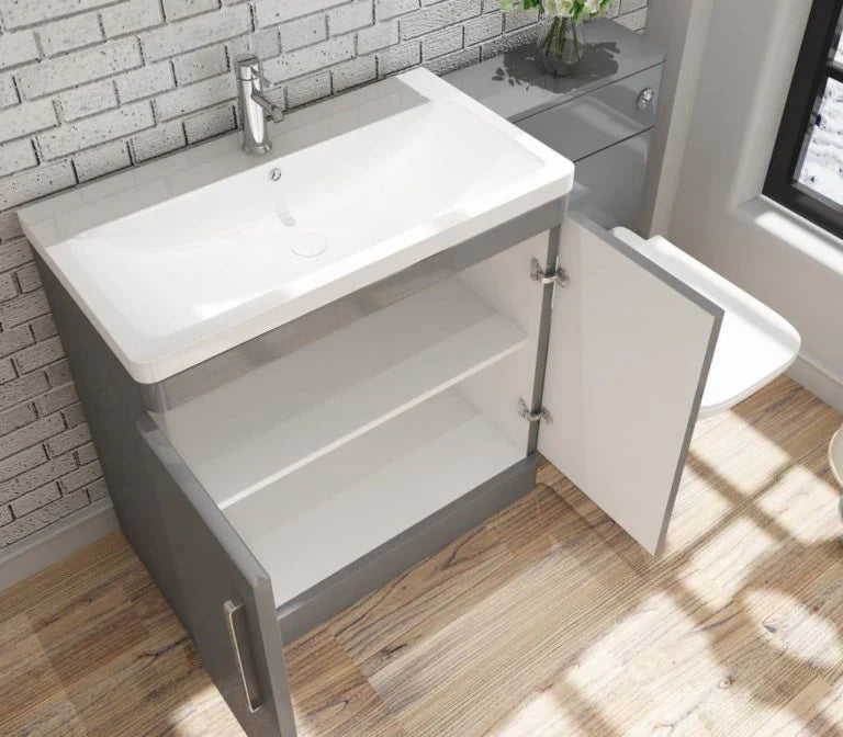 Orion 800 Light Grey Floor Standing 2 door unit and basin