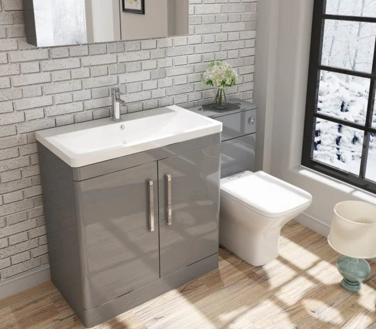 Orion 800 Light Grey Floor Standing 2 door unit and basin