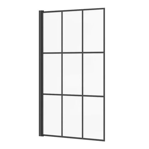 Matt Black Grid Hinged Bath Screen (800 x 1400mm)