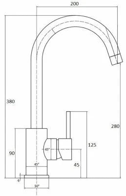 CHROME MONO SINGLE LEVER SIDE ACTION KITCHEN SINK MIXER TAP with SWIVEL SPOUT