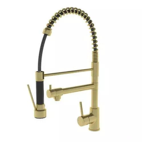 Ellsi Biella Pull Out Rinse Spray Gold Kitchen Mixer Tap