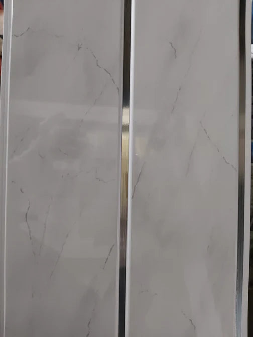 White Marble Effect Silver Stripe Cladding Panel