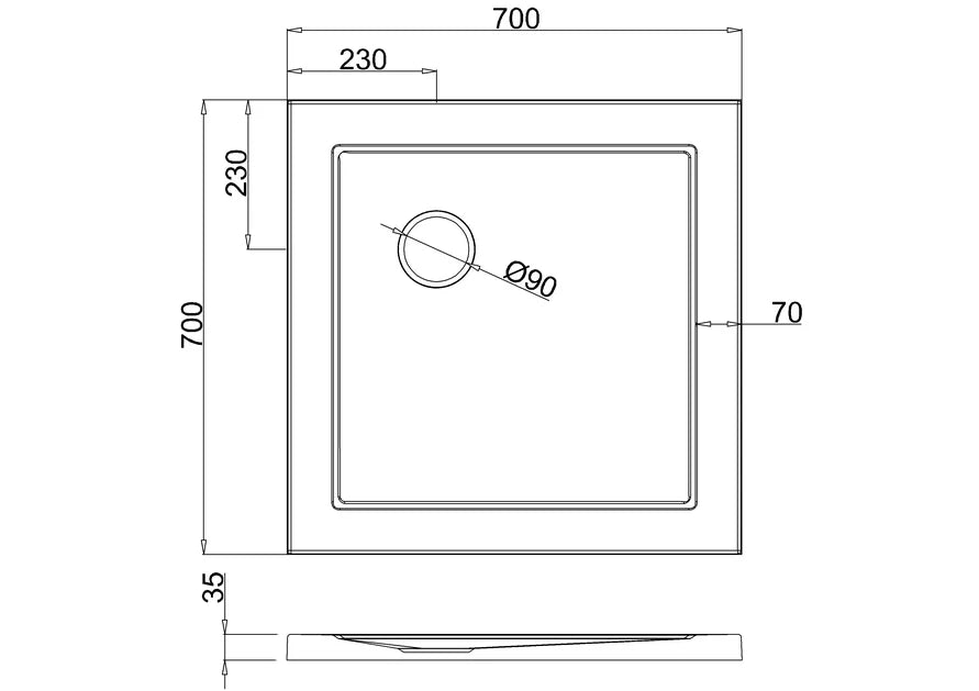 SQUARE  SHOWER TRAY WHITE