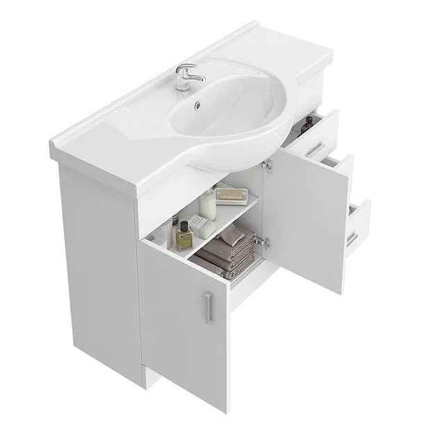 White 1050mm Large Vanity Unit