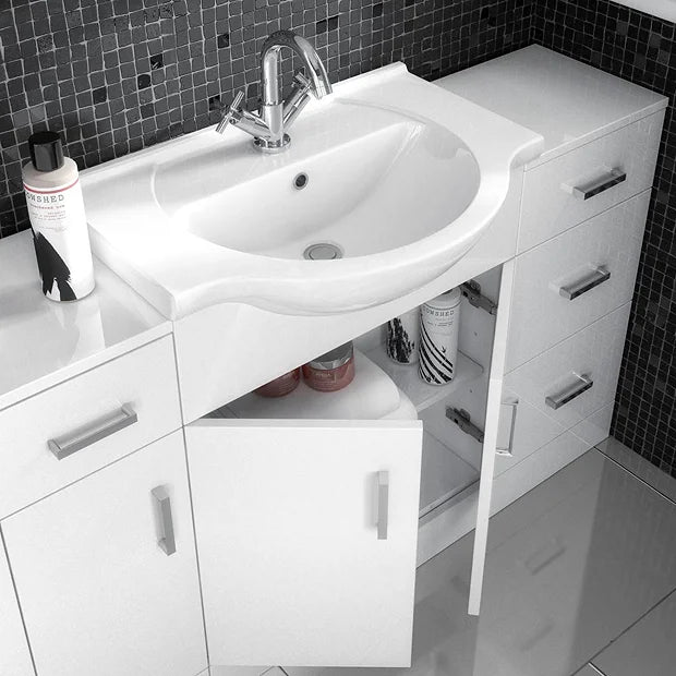 White 1200mm Large Vanity Unit