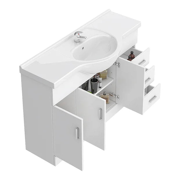 White 1200mm Large Vanity Unit