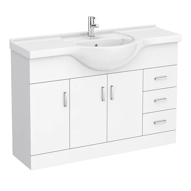 White 1200mm Large Vanity Unit