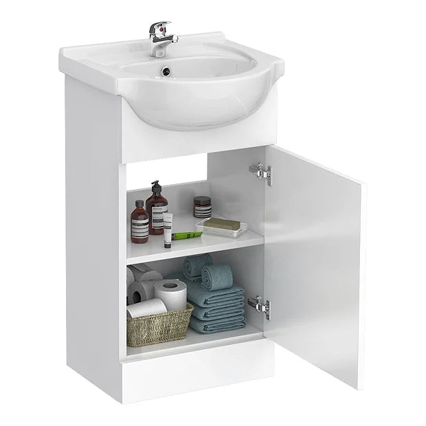 White 450mm Small Vanity Unit