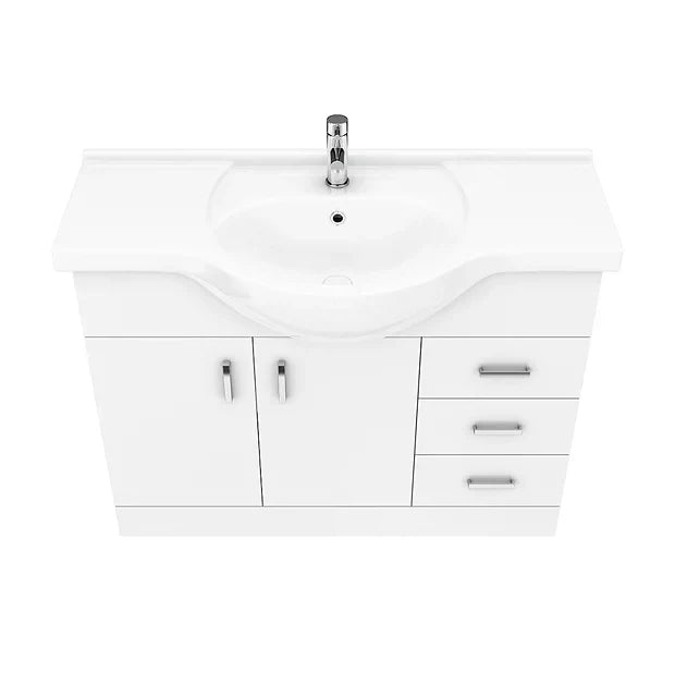 White 1050mm Large Vanity Unit