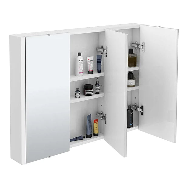 Toreno 3-Door Mirror Cabinet (Minimalist White - 900mm Wide)