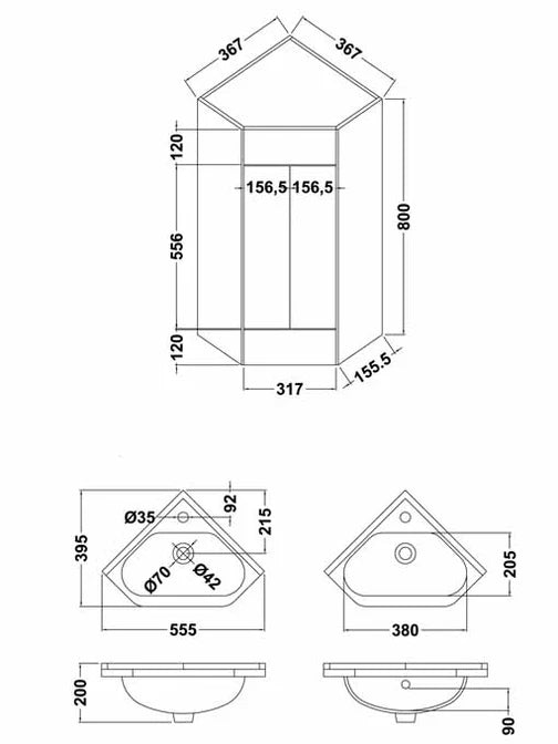 Corner Vanity & Basin