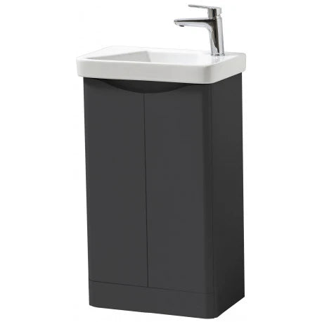 ARC MATT GRAPHITE 500MM FLOOR STANDING 2 DOOR BATHROOM VANITY UNIT AND BASIN