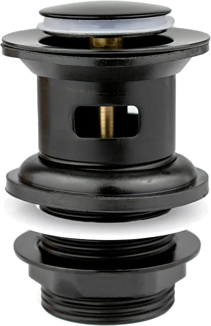 Xcel Home™ Slotted Black Replacement Click Clack Basin Waste | Quality Brass Pop-Up Bathroom Sink Plug | Standard G 1 1/4" BSP Connection