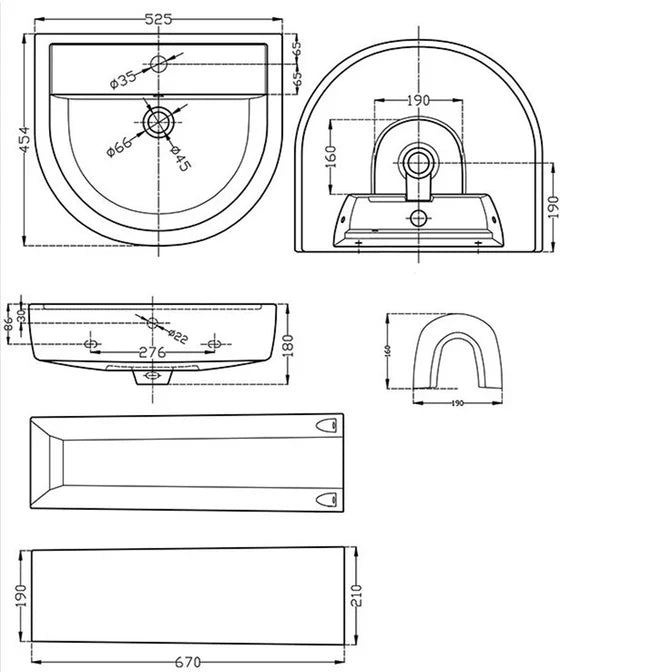 520mm Basin 1TH & Round Pedestal