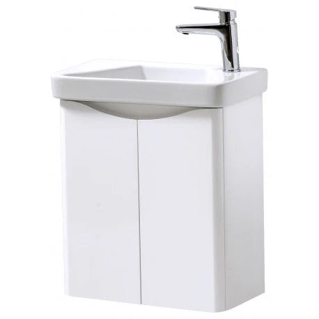 ARC WHITE 500MM WALL MOUNTED 2 DOOR BATHROOM VANITY UNIT AND BASIN