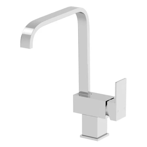 Modern Mono Kitchen Mixer Tap Chrome Square Single Lever Swivel Waterfall Spout