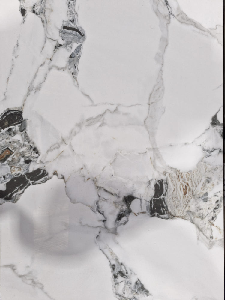 White Marble Glass Effect 600 x 1200 mm Polished Porcelain Wall & Floor Tiles