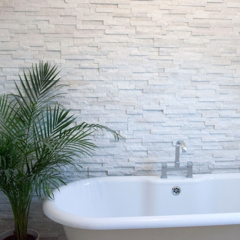 White Glitter Split Face Tile